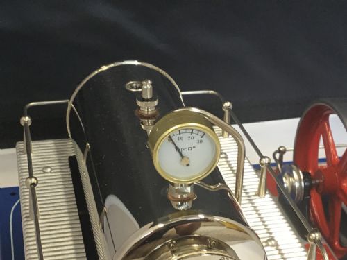 Wilesco 1 inch dia pressure gauge with adapter 6mm Brass